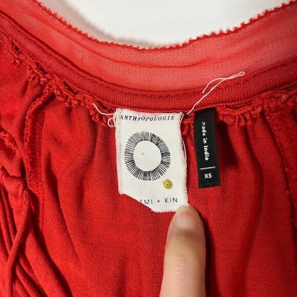 Anthropologie Akemi + Kin Chelsey‎ Embroidered Tank Top Red White Size XS Boho - Picture 6 of 11